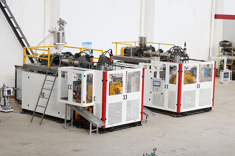Two sets complete extrusion blow moulding machine send to Roumania 